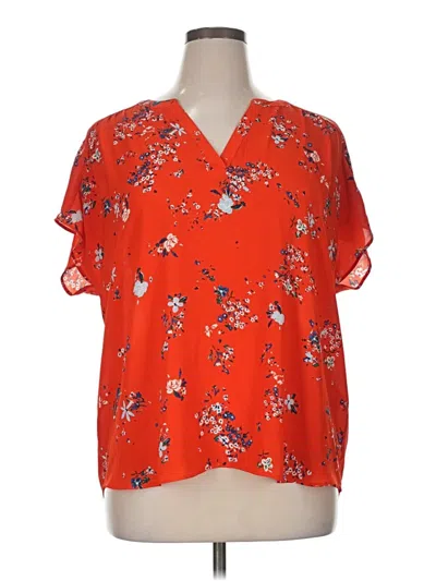 Pre-owned Banana Republic Factory Store Short Sleeve Blouse In Red
