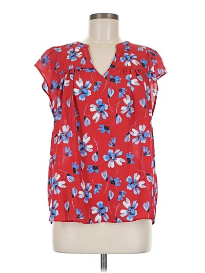 Pre-owned Banana Republic Factory Store Short Sleeve Blouse In Red