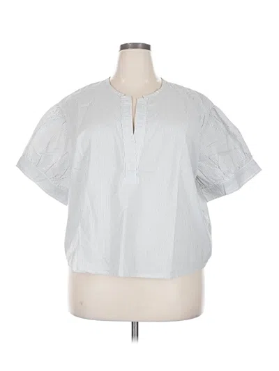 Pre-owned Banana Republic Factory Store Short Sleeve Blouse In Silver