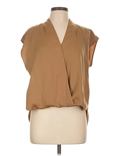Pre-owned Banana Republic Factory Store Short Sleeve Blouse In Tan