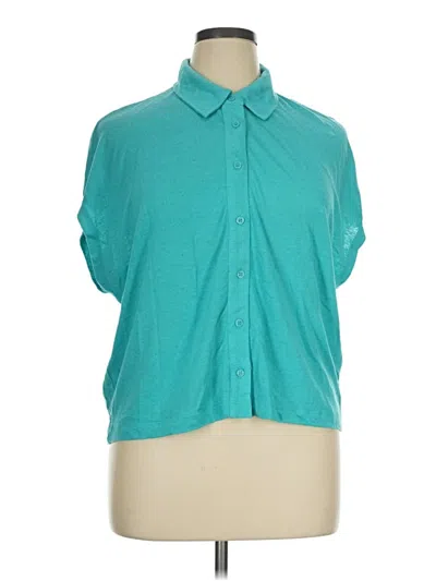 Pre-owned Banana Republic Factory Store Short Sleeve Blouse In Teal