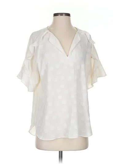 Pre-owned Banana Republic Factory Store Short Sleeve Blouse In White