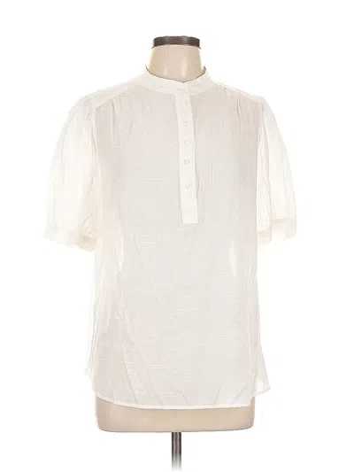 Pre-owned Banana Republic Factory Store Short Sleeve Blouse In White