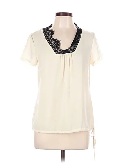 Pre-owned Banana Republic Factory Store Short Sleeve Blouse In White