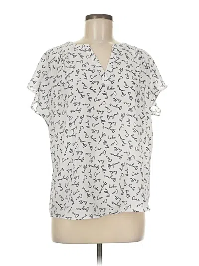 Pre-owned Banana Republic Factory Store Short Sleeve Blouse In White