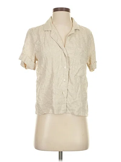 Pre-owned Banana Republic Factory Store Short Sleeve Blouse In White