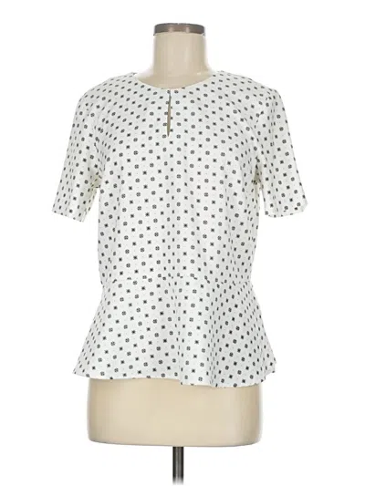 Pre-owned Banana Republic Factory Store Short Sleeve Blouse In White