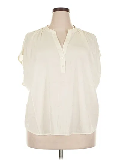 Pre-owned Banana Republic Factory Store Short Sleeve Blouse In White