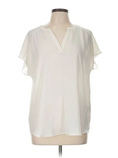 Pre-owned Banana Republic Factory Store Short Sleeve Blouse In White