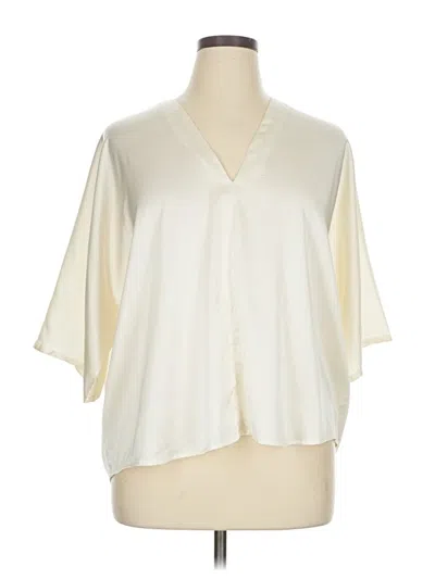 Pre-owned Banana Republic Factory Store Short Sleeve Blouse In White