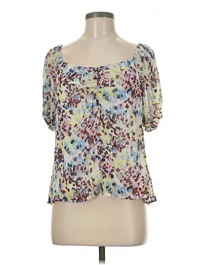 Pre-owned Banana Republic Factory Store Short Sleeve Blouse In White
