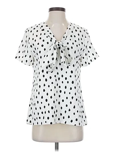 Pre-owned Banana Republic Factory Store Short Sleeve Blouse In White