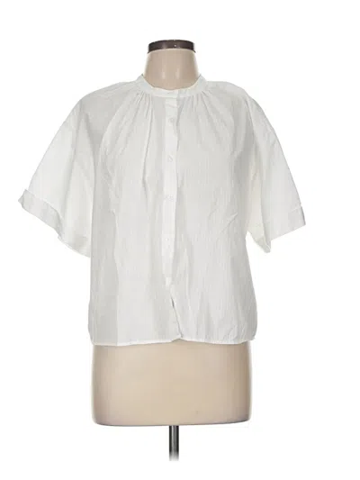 Pre-owned Banana Republic Factory Store Short Sleeve Blouse In White