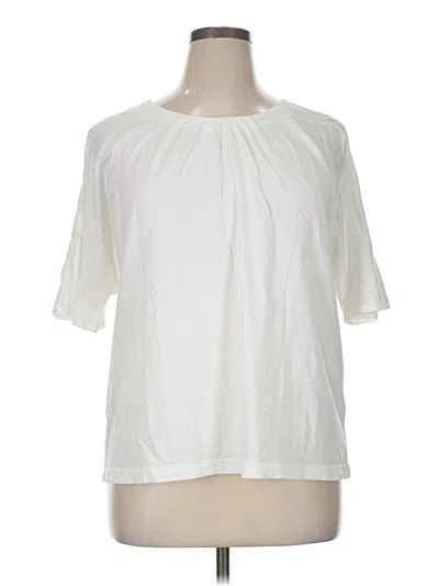 Pre-owned Banana Republic Factory Store Short Sleeve Blouse In White