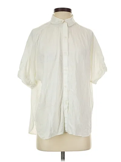 Pre-owned Banana Republic Factory Store Short Sleeve Blouse In White