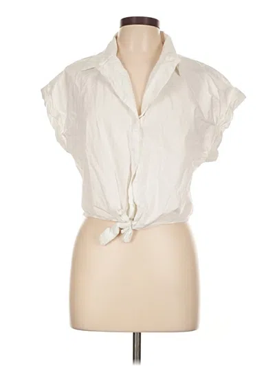 Pre-owned Banana Republic Factory Store Short Sleeve Blouse In White