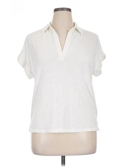 Pre-owned Banana Republic Factory Store Short Sleeve Blouse In White