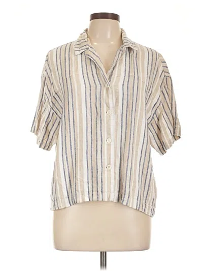 Pre-owned Banana Republic Factory Store Short Sleeve Blouse In White