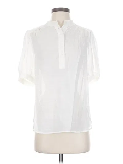 Pre-owned Banana Republic Factory Store Short Sleeve Blouse In White