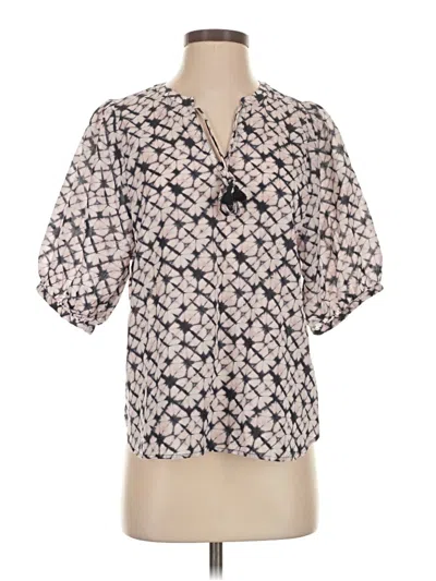 Pre-owned Banana Republic Factory Store Short Sleeve Blouse In White