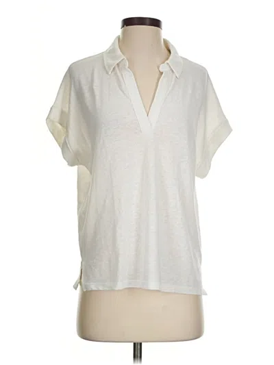 Pre-owned Banana Republic Factory Store Short Sleeve Blouse In White