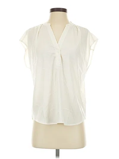 Pre-owned Banana Republic Factory Store Short Sleeve Blouse In White
