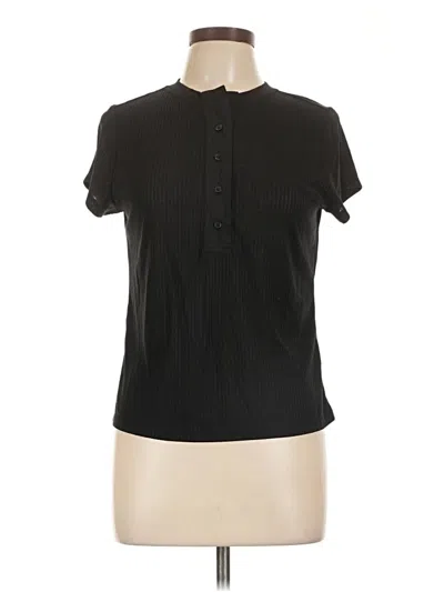 Pre-owned Banana Republic Factory Store Short Sleeve Henley Shirt In Black