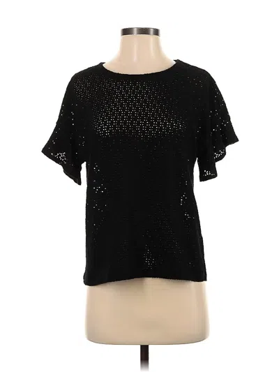 Pre-owned Banana Republic Factory Store Short Sleeve Top Black Keyhole Neckline Tops