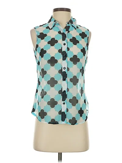 Pre-owned Banana Republic Factory Store Sleeveless Button Down Shirt In Blue