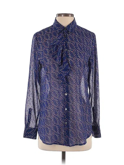 Pre-owned Banana Republic Long Sleeve Blouse In Blue