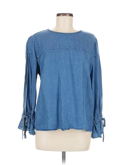 Pre-owned Banana Republic Long Sleeve Blouse In Blue
