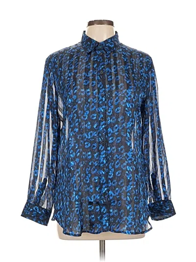 Pre-owned Banana Republic Long Sleeve Blouse In Blue
