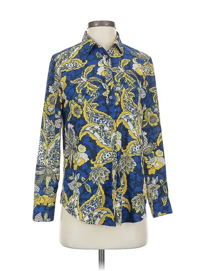 Pre-owned Banana Republic Long Sleeve Blouse In Blue