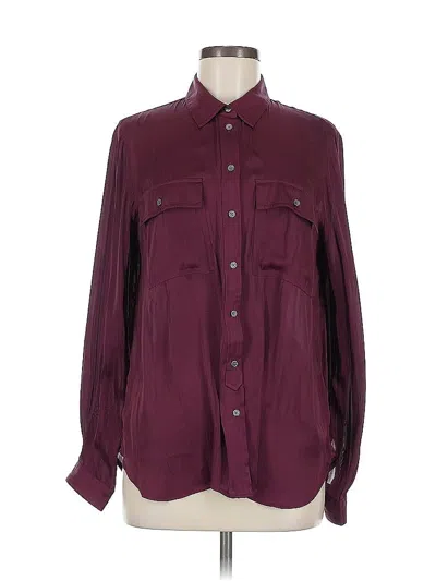 Pre-owned Banana Republic Long Sleeve Blouse In Burgundy