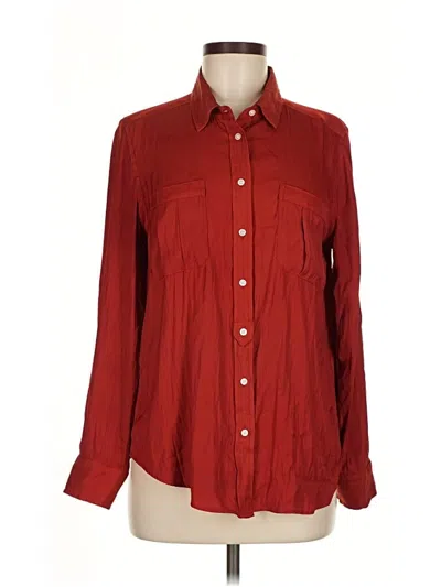 Pre-owned Banana Republic Long Sleeve Blouse In Burgundy