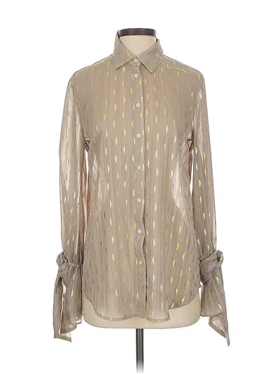 Pre-owned Banana Republic Long Sleeve Blouse In Gold