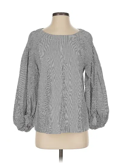 Pre-owned Banana Republic Long Sleeve Blouse In Gray