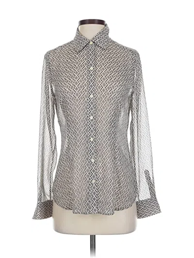 Pre-owned Banana Republic Long Sleeve Blouse In Gray