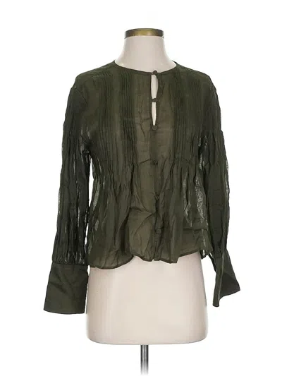 Pre-owned Banana Republic Long Sleeve Blouse In Green