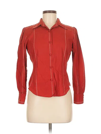Pre-owned Banana Republic Long Sleeve Blouse In Red