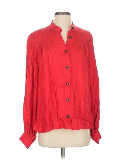 Pre-owned Banana Republic Long Sleeve Blouse In Red
