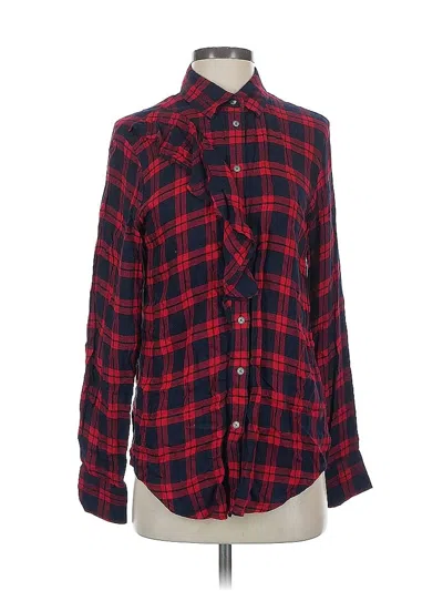 Pre-owned Banana Republic Long Sleeve Blouse In Red