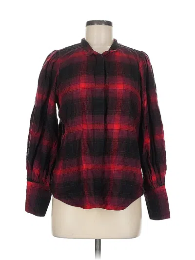 Pre-owned Banana Republic Long Sleeve Blouse In Red