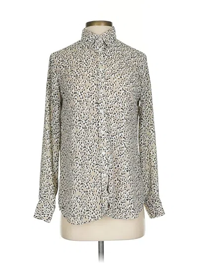Pre-owned Banana Republic Long Sleeve Blouse In Silver