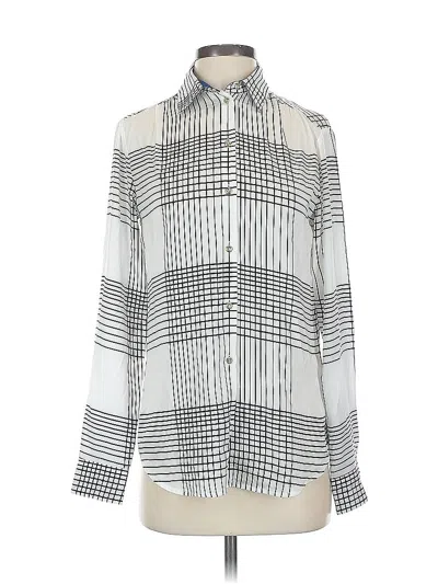 Pre-owned Banana Republic Long Sleeve Blouse In Silver