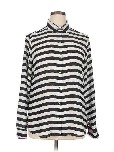 Pre-owned Banana Republic Long Sleeve Blouse In Silver