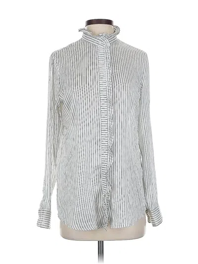 Pre-owned Banana Republic Long Sleeve Blouse In Silver