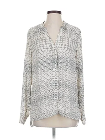 Pre-owned Banana Republic Long Sleeve Blouse In Silver