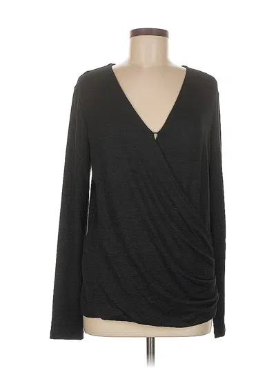 Banana Republic Long Sleeve Top Black Plunge Neckline Tops
