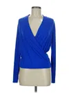Banana Republic Long Sleeve Top Blue Plunge Neckline Tops In Blue